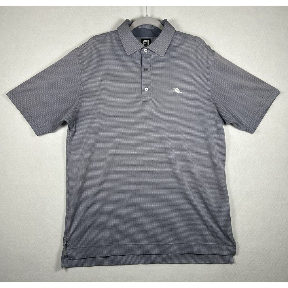 FootJoy Men's Size Large Grey Micro Print Golf Polo Shirt Performance FJ